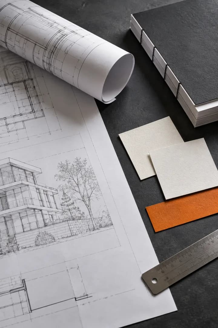 Ilustrativni prikaz papira, nacrta i uvezanih materijala
